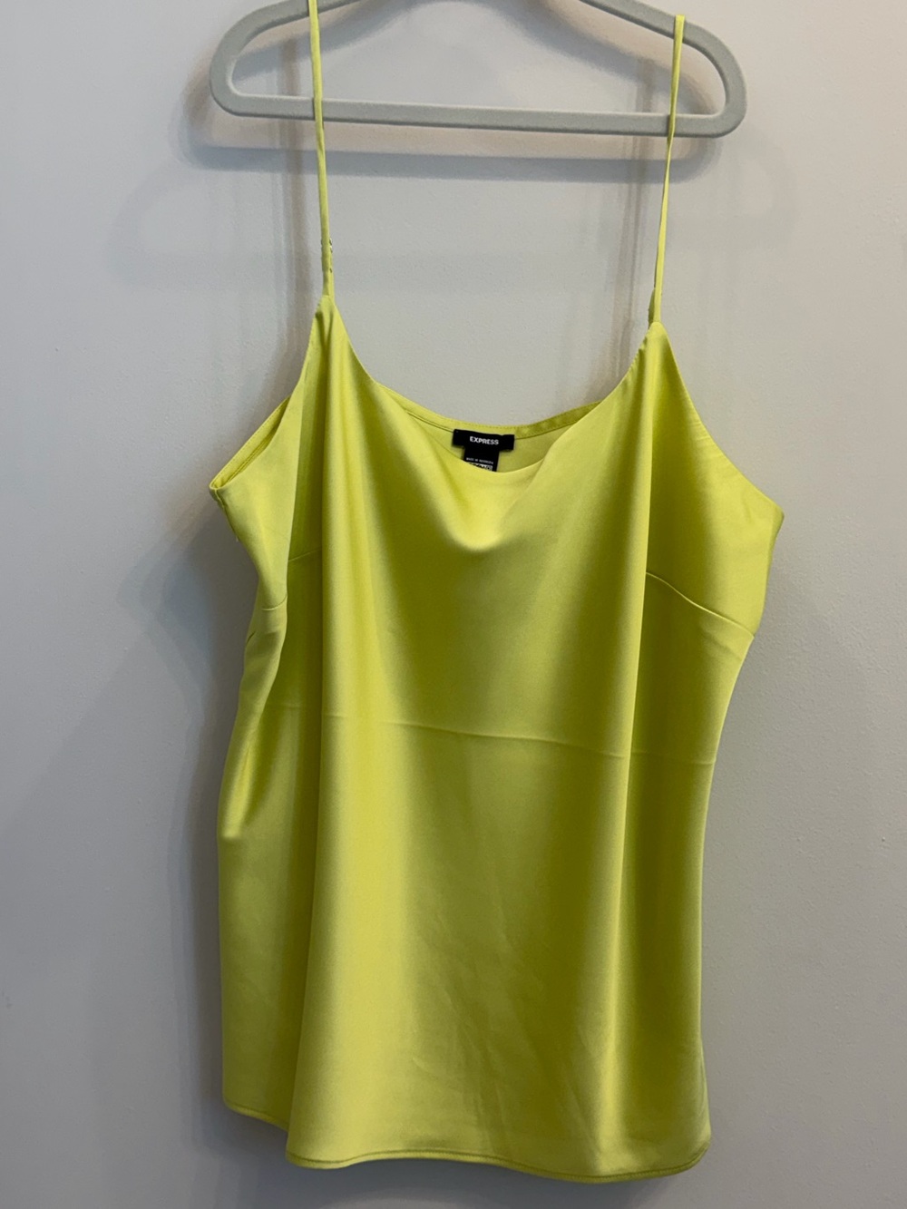 NWOT Express Satin Cowl Neck Downtown Cami | Bright Chartreuse | Size M